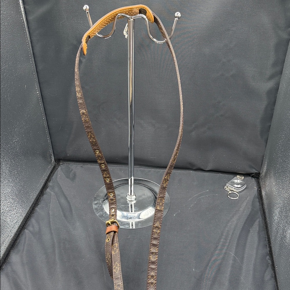 Monogram Crossbody Strap in Brown with Tan Trim